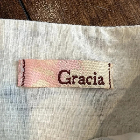 Gracia sleeveless mini dress Polka dot pleated Blue & cream Lined Size L Lined - Picture 3 of 15